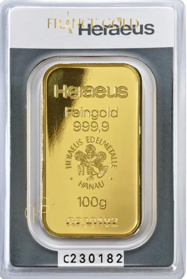 100g front Heraeus Francegold