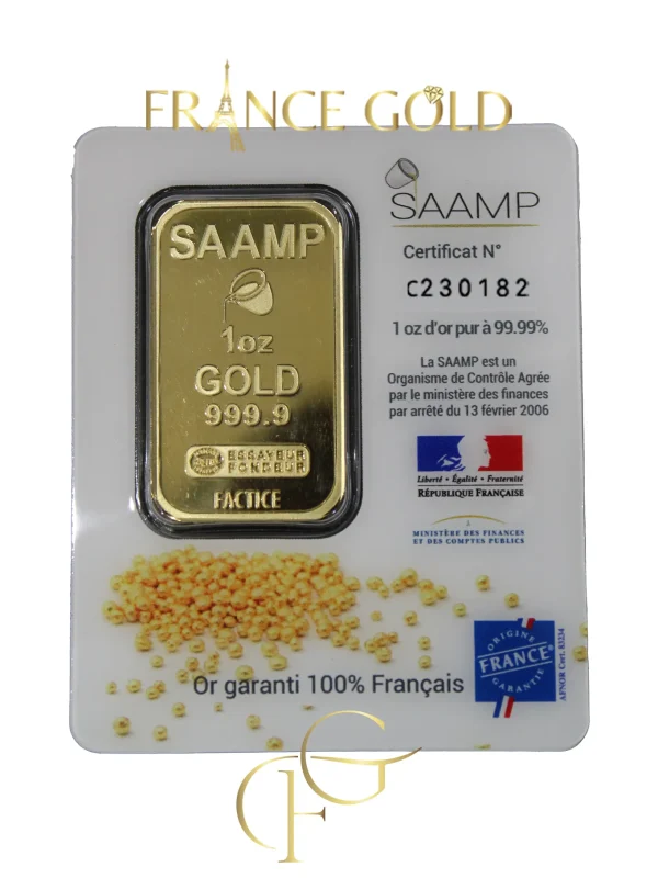 Francegold Lingot 1 OZ, bullion, or d'investissement, cadeau, gift, Gold_bars