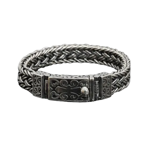 Ronatelli Marlo 925 Sterling Silver Handmade Wide Woven Chain Bracelet For Men 1 ezgif.com webp to png converter removebg preview